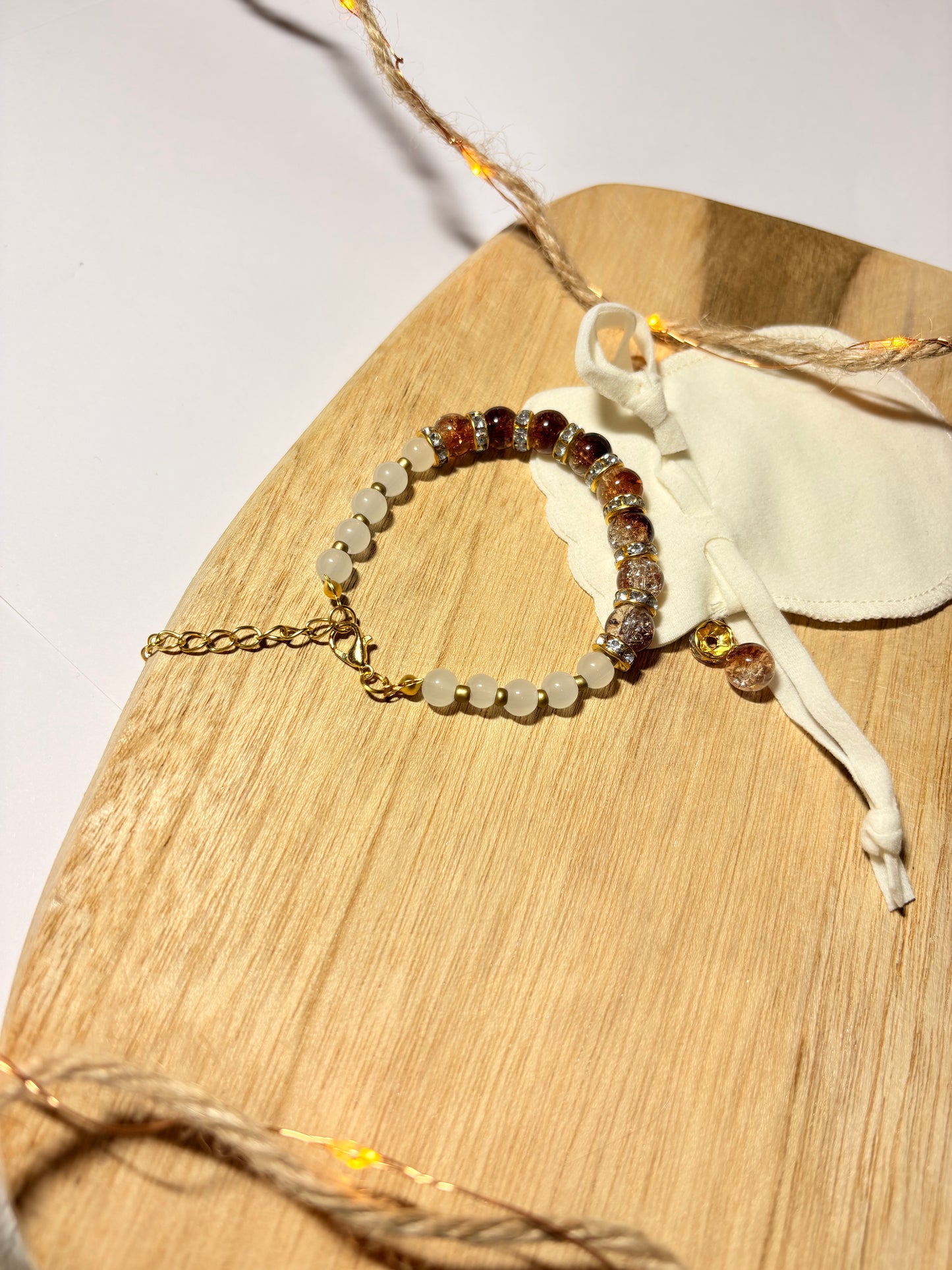 beaded/gold charm bracelet