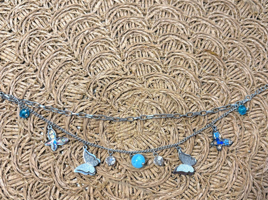 Bracelet double « Ailes bleutées » Argenté