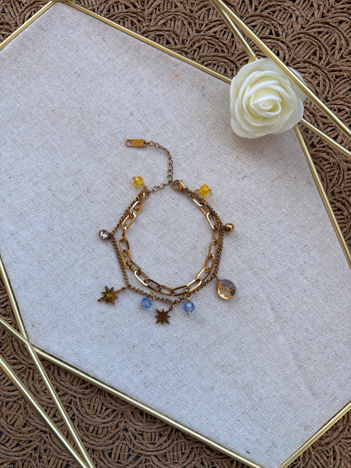 Bracelet double « Étoiles dorées »