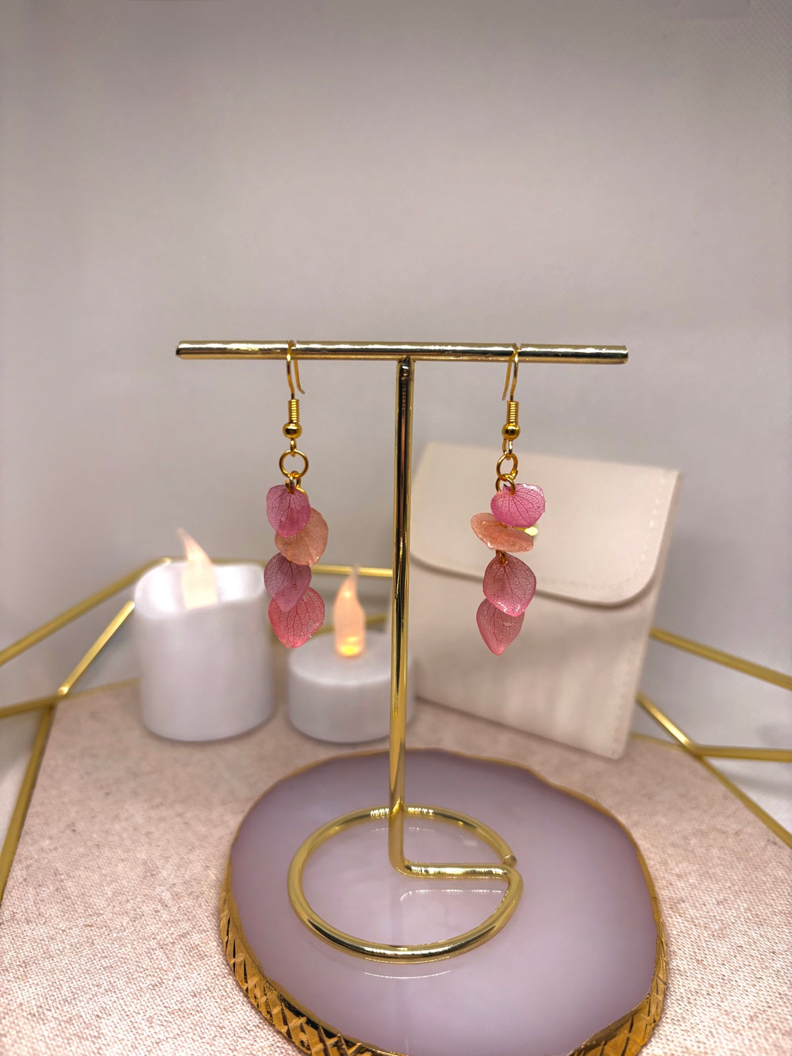 Boucles d’oreilles "Pétales d’hortensia"