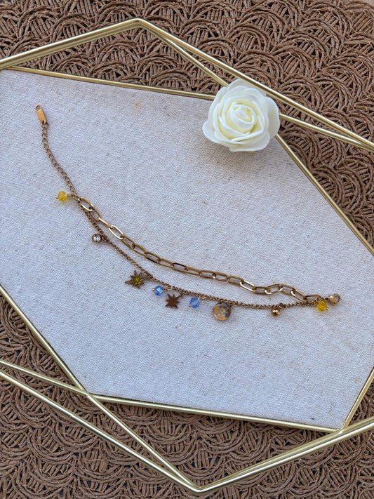 Bracelet double « Étoiles dorées »