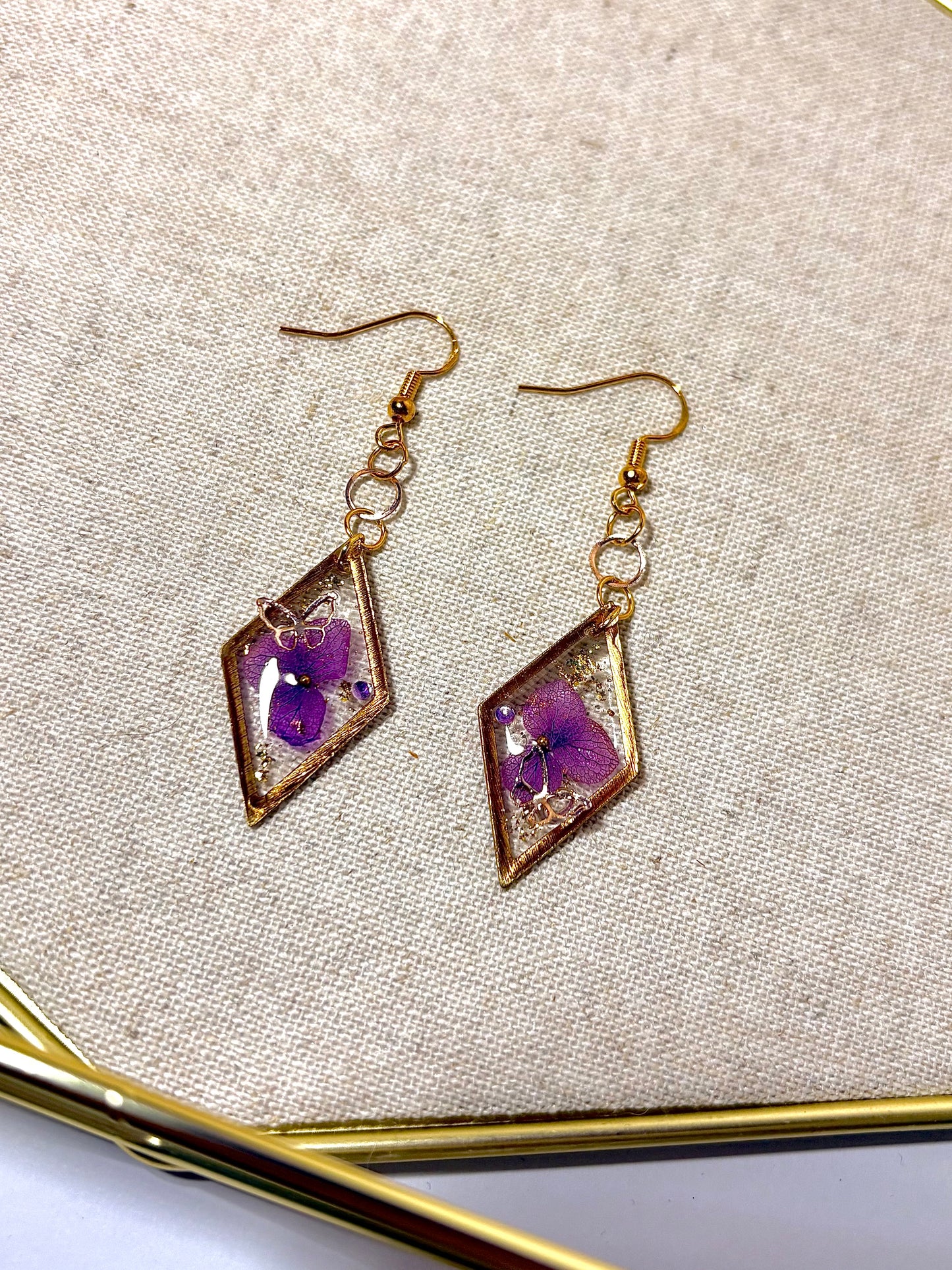 Boucles d’oreilles "Losange Hortensia"