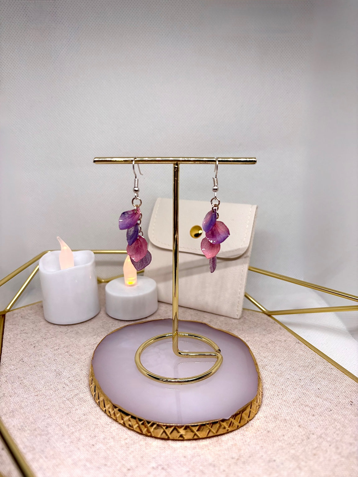 Boucles d’oreilles "Pétales d’hortensia"