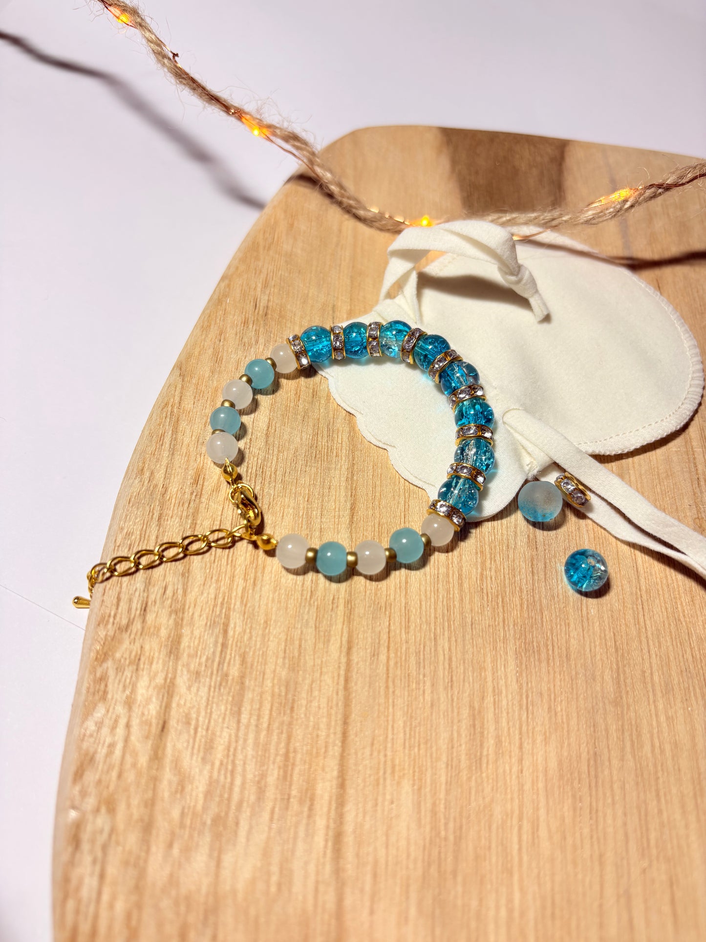 beaded/gold charm bracelet