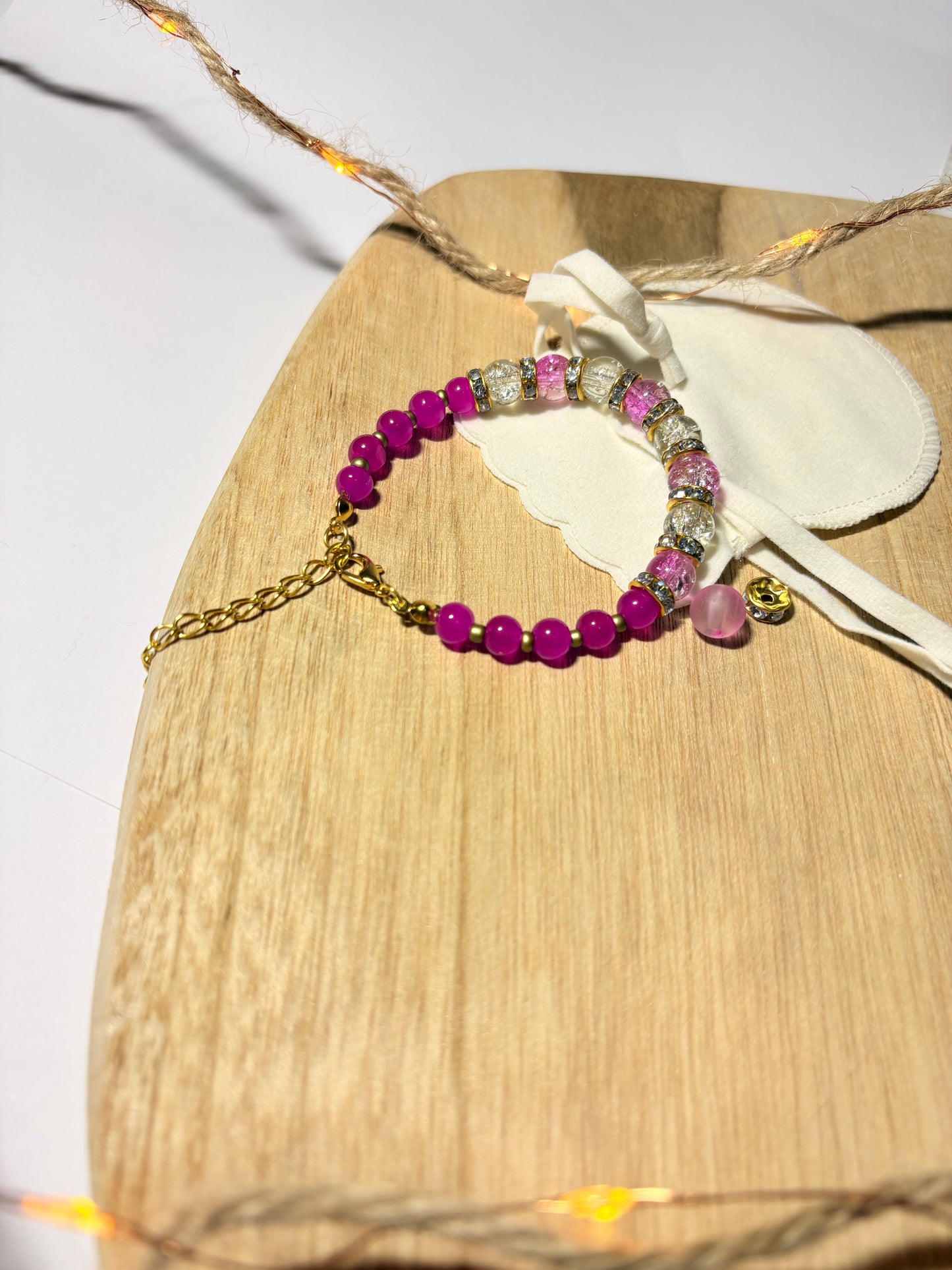 beaded/gold charm bracelet