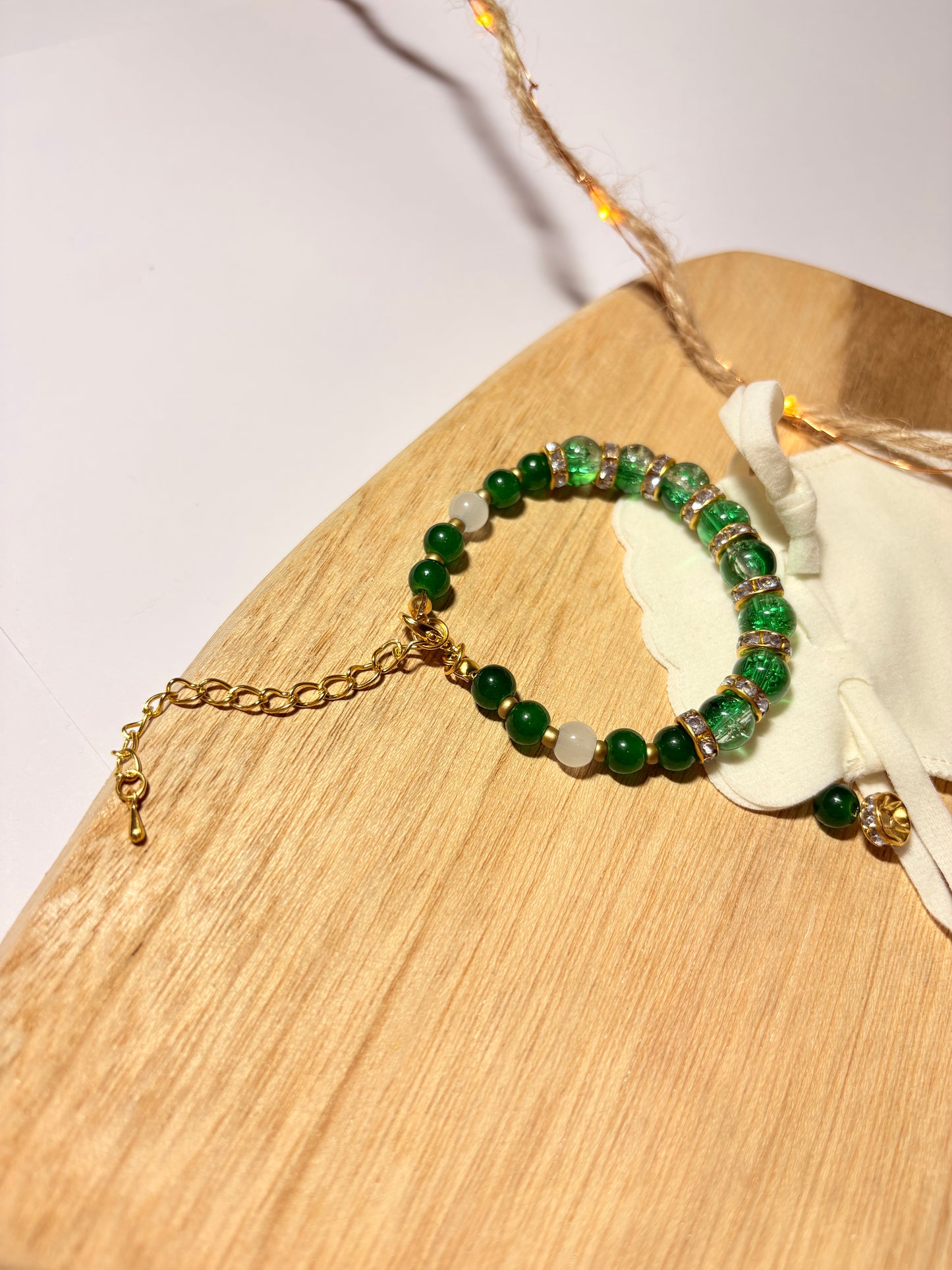 beaded/gold charm bracelet