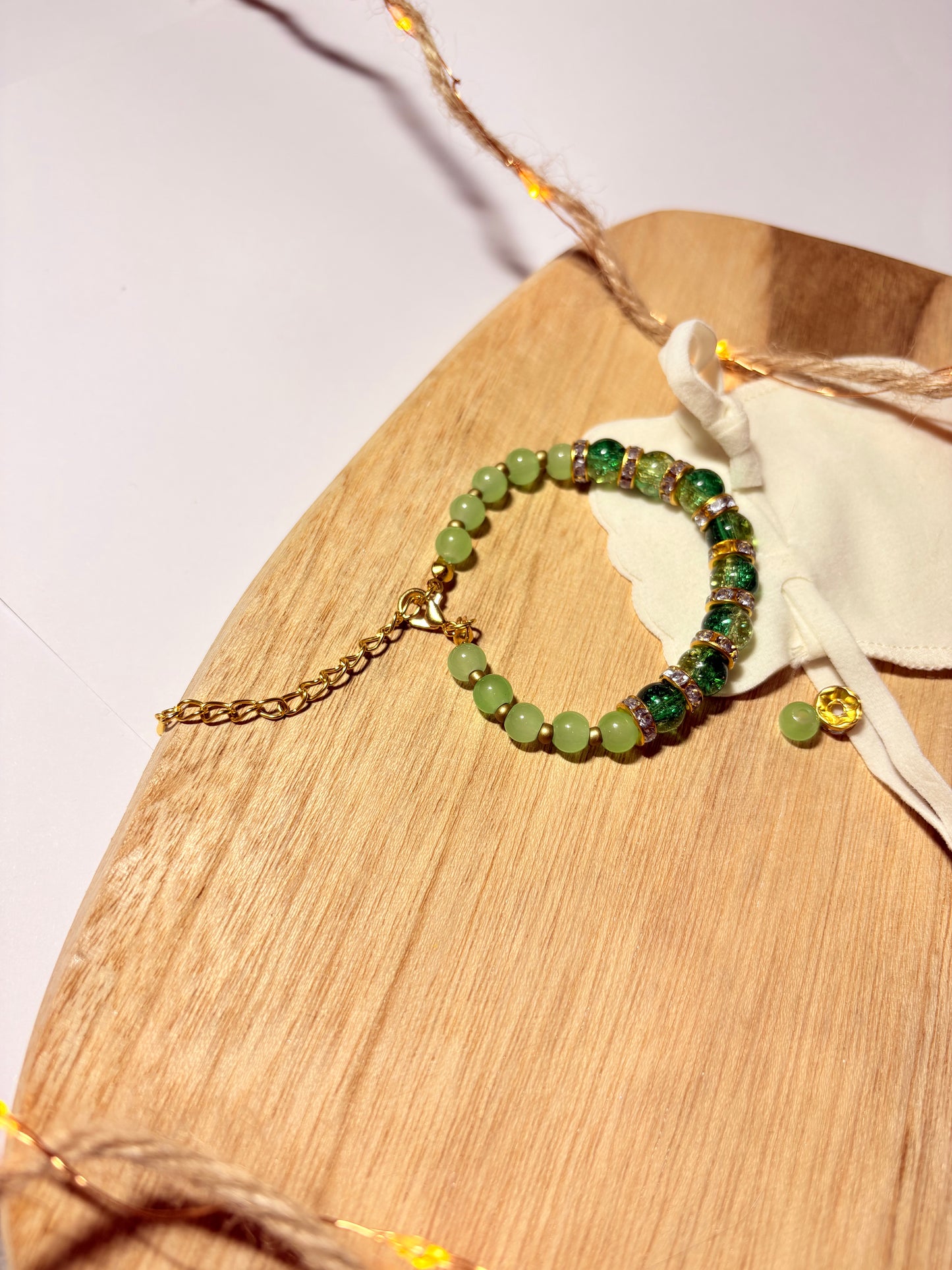 beaded/gold charm bracelet