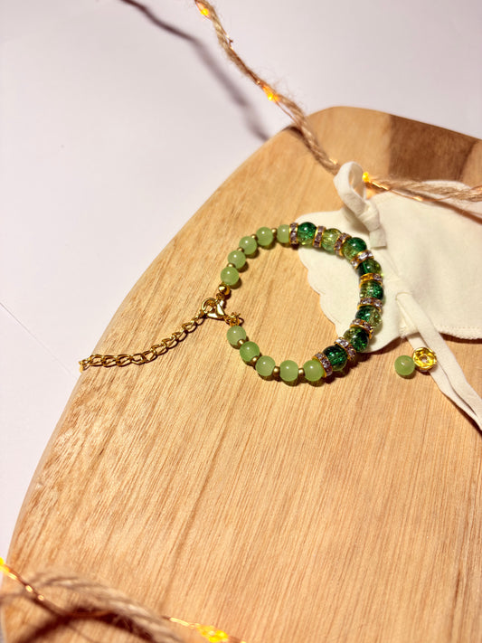 beaded/gold charm bracelet