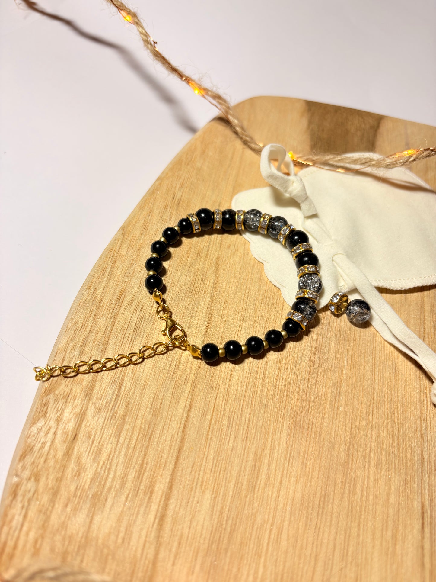 beaded/gold charm bracelet