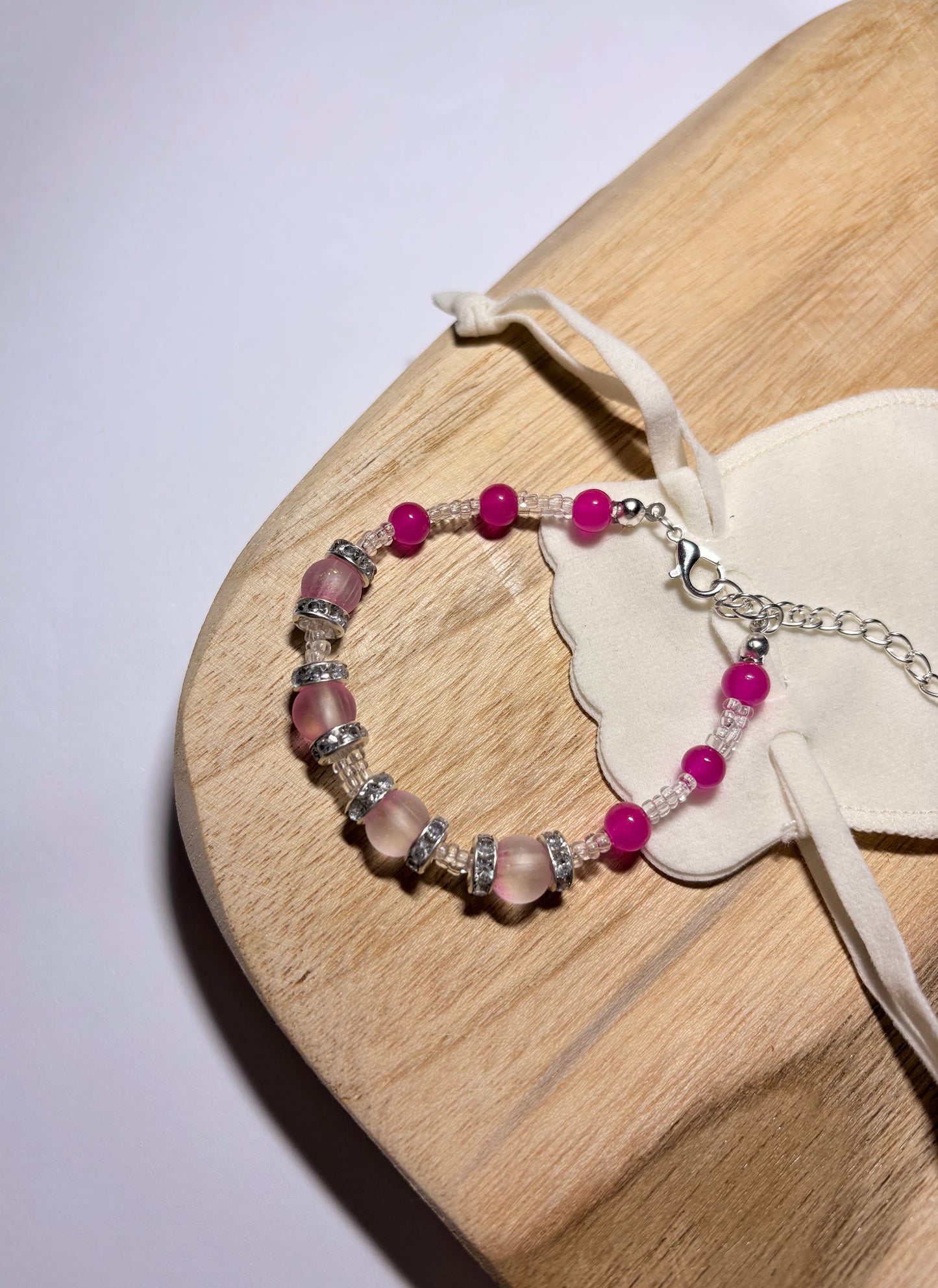 beaded charm bracelet / silver