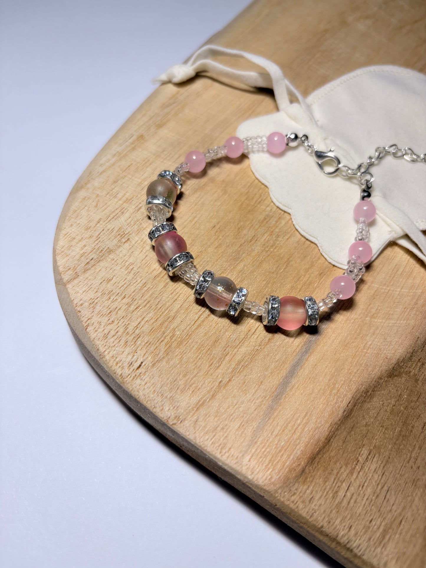 beaded charm bracelet / silver