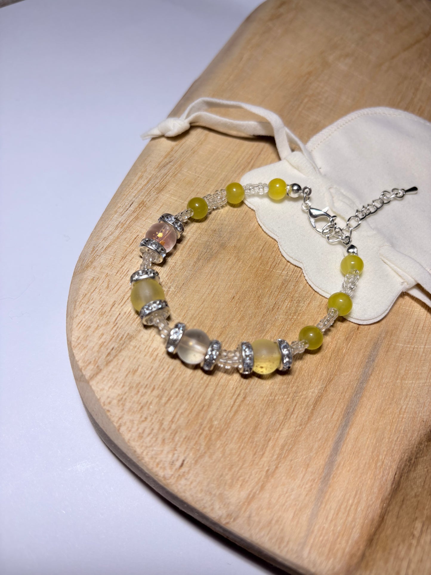 beaded charm bracelet / silver