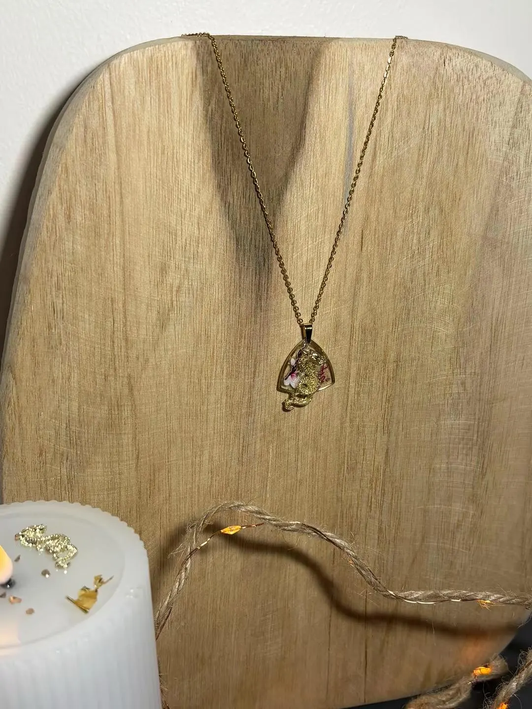 "Golden Dragon and Magnolia" Necklace